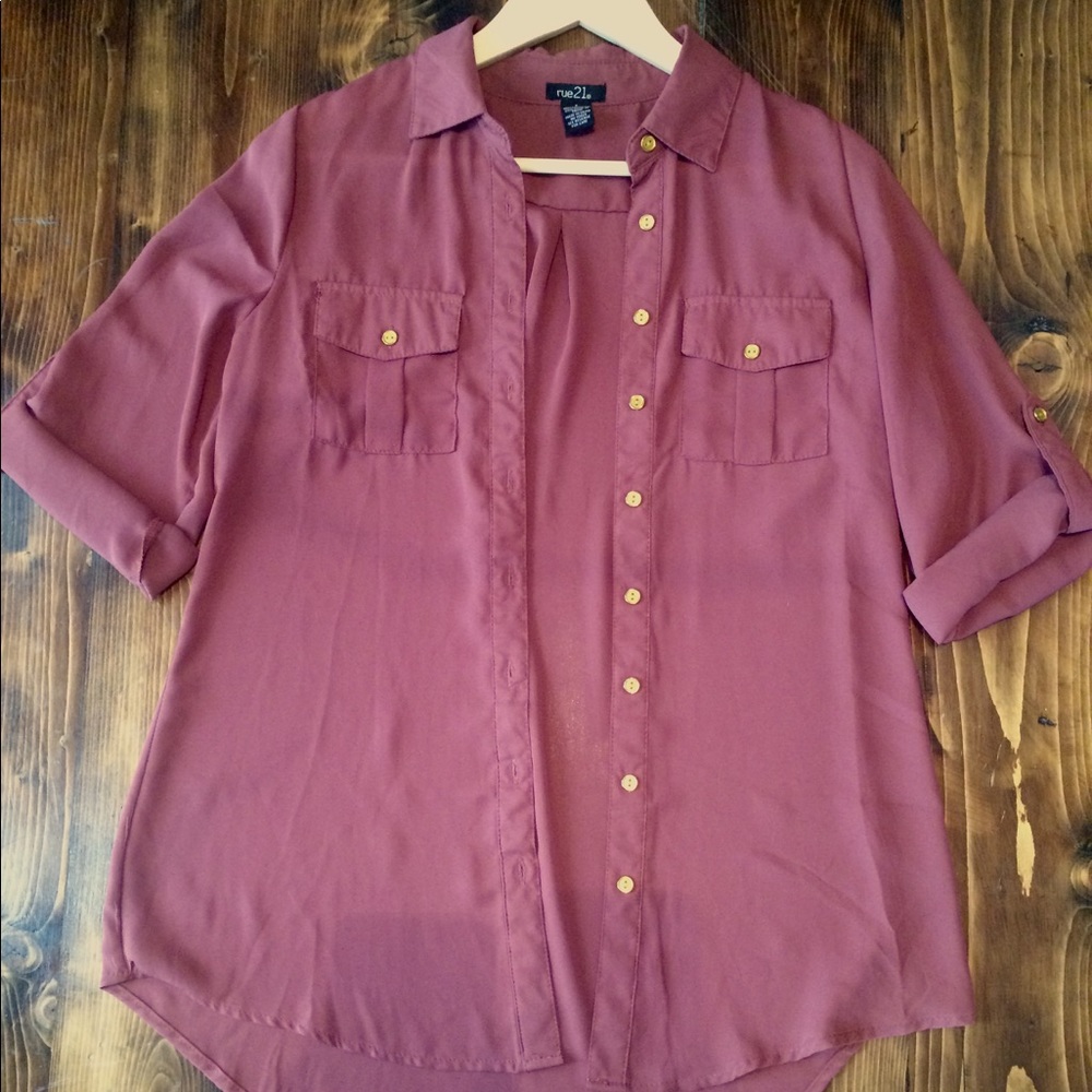 Rouge Pink Button Down Blouse